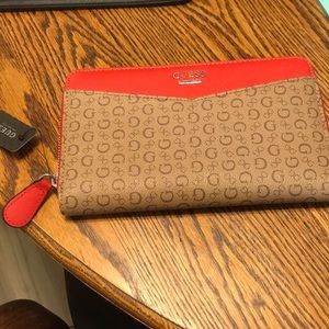 Guess Print Zip Wallet - Red